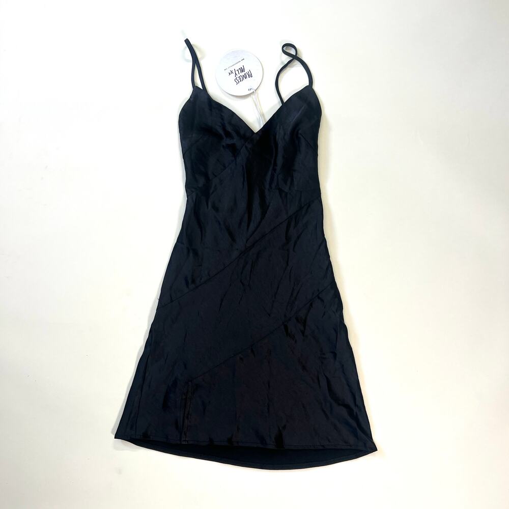 Princess Polly Black Mini Slip Dress Women's Size XS NWT Satin Look Party Club